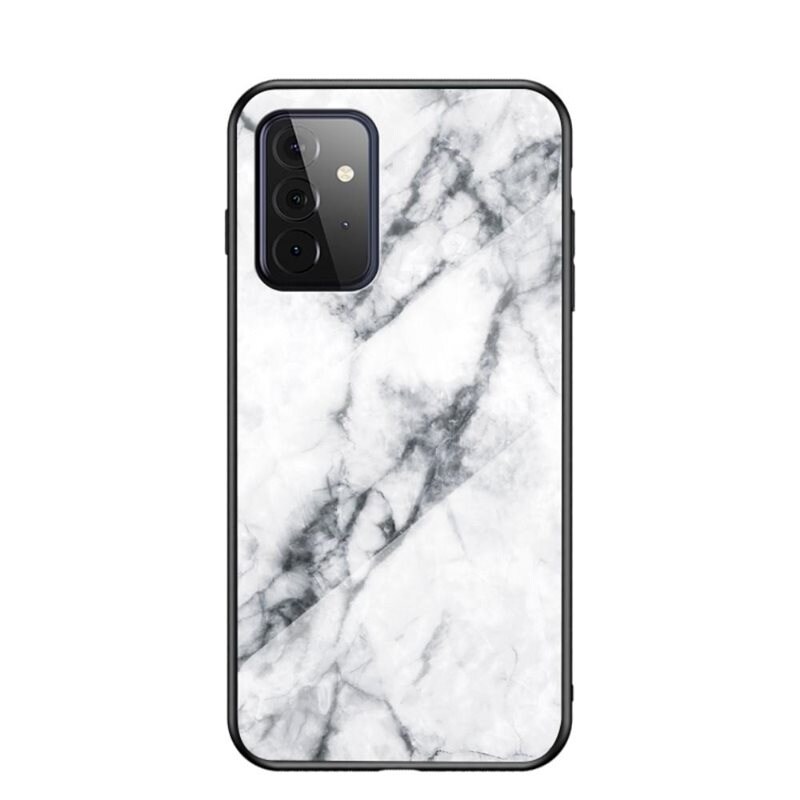 Samsung Galaxy A72 5G Mobilskal med baksida av glas, vit marmor - Snyggt mobilskal med mönster