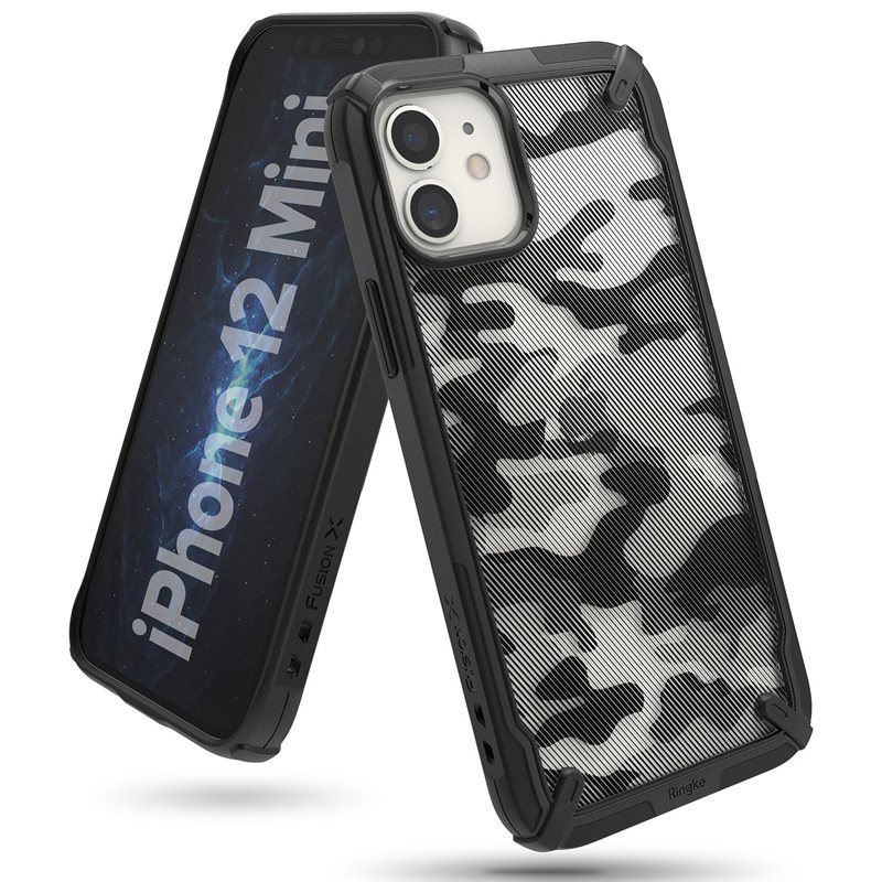 Ringke iPhone 12 Mini Fusion X Skal, Camo Black - Mobilskal i tuff design