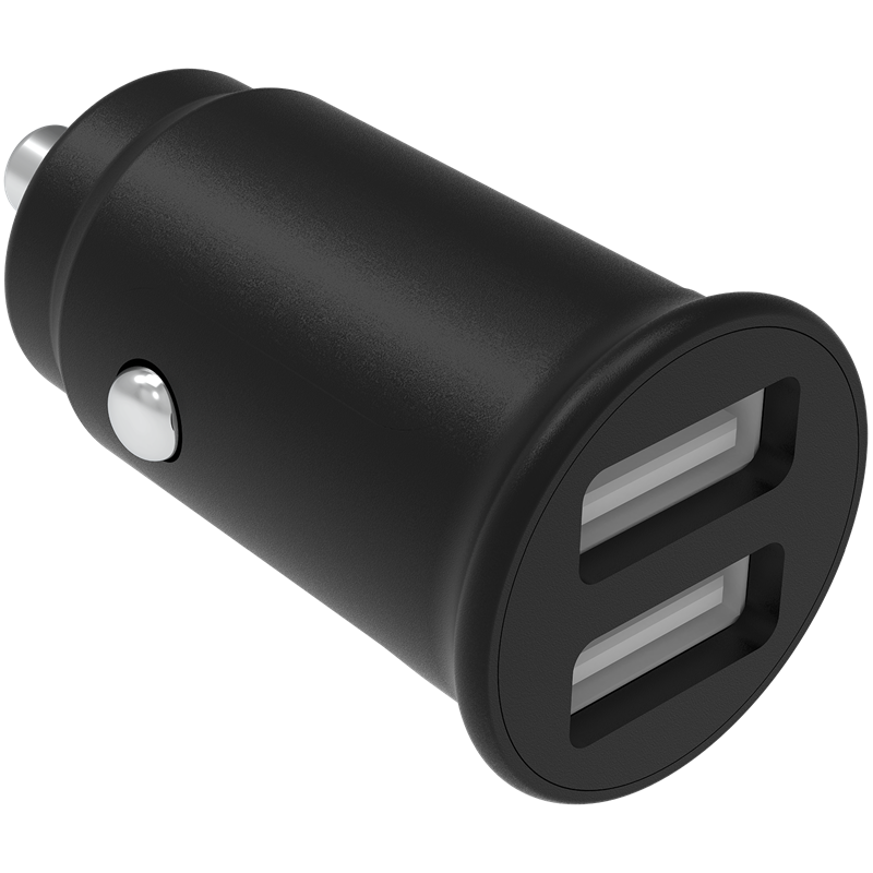 Smartline Billaddare 2xUSB-A 4.8A 12V-24V, svart - Ladda två enheter samtidigt