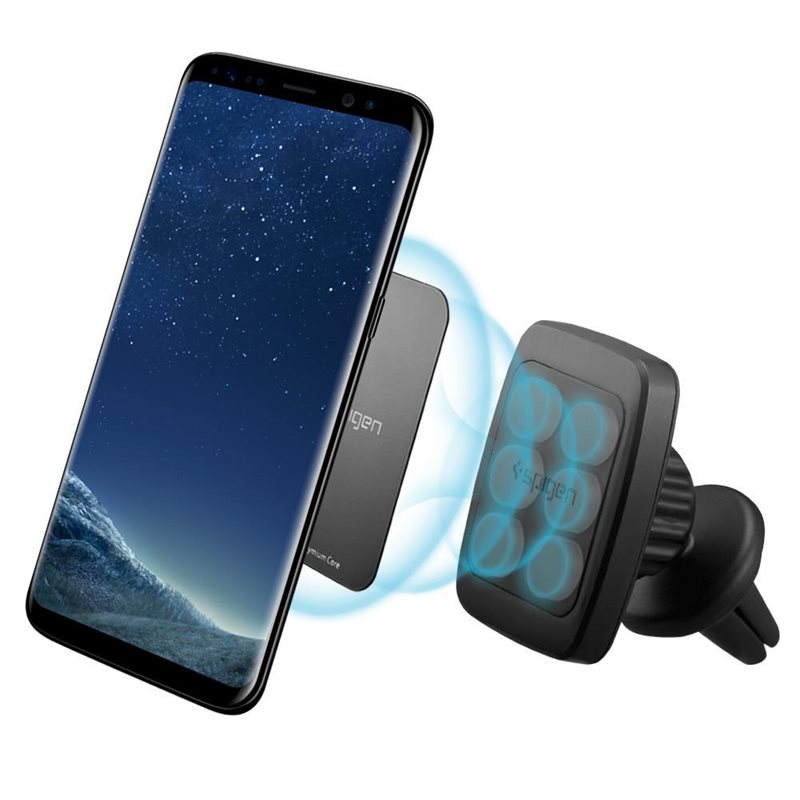 Spigen Kuel H12 Hexa-Core magnetisk mobilhållare för fläktgallret, Svart - Magnetisk mobilhållare till bilen - Fästes i ventilationsgaller
