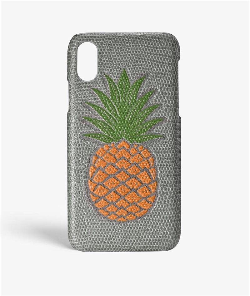The Case Factory iPhone X/XS Skal Pineapple Orange Lizard Grey