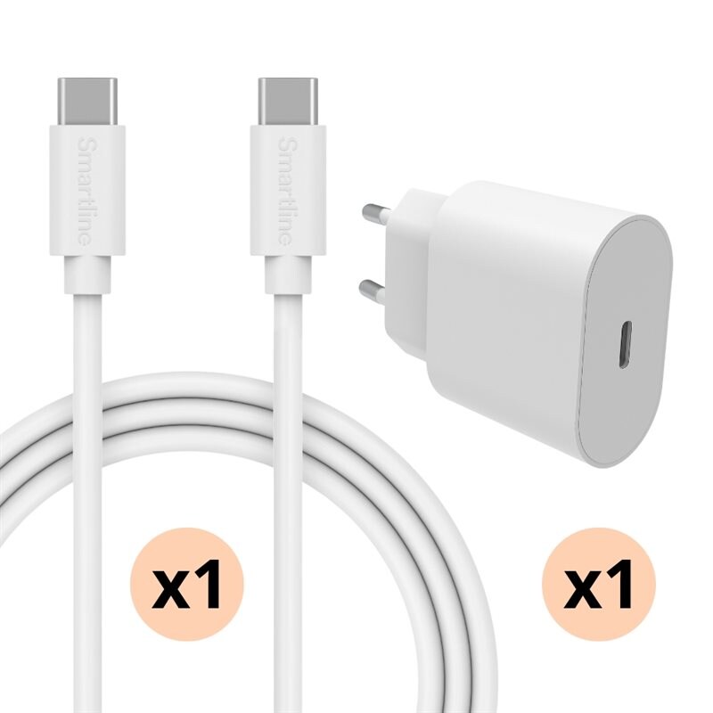 Motorola Moto G54 Kit för optimal laddning med 2m USB-C-kabel, vit - Smartline - Ladda snabbt och smidigt