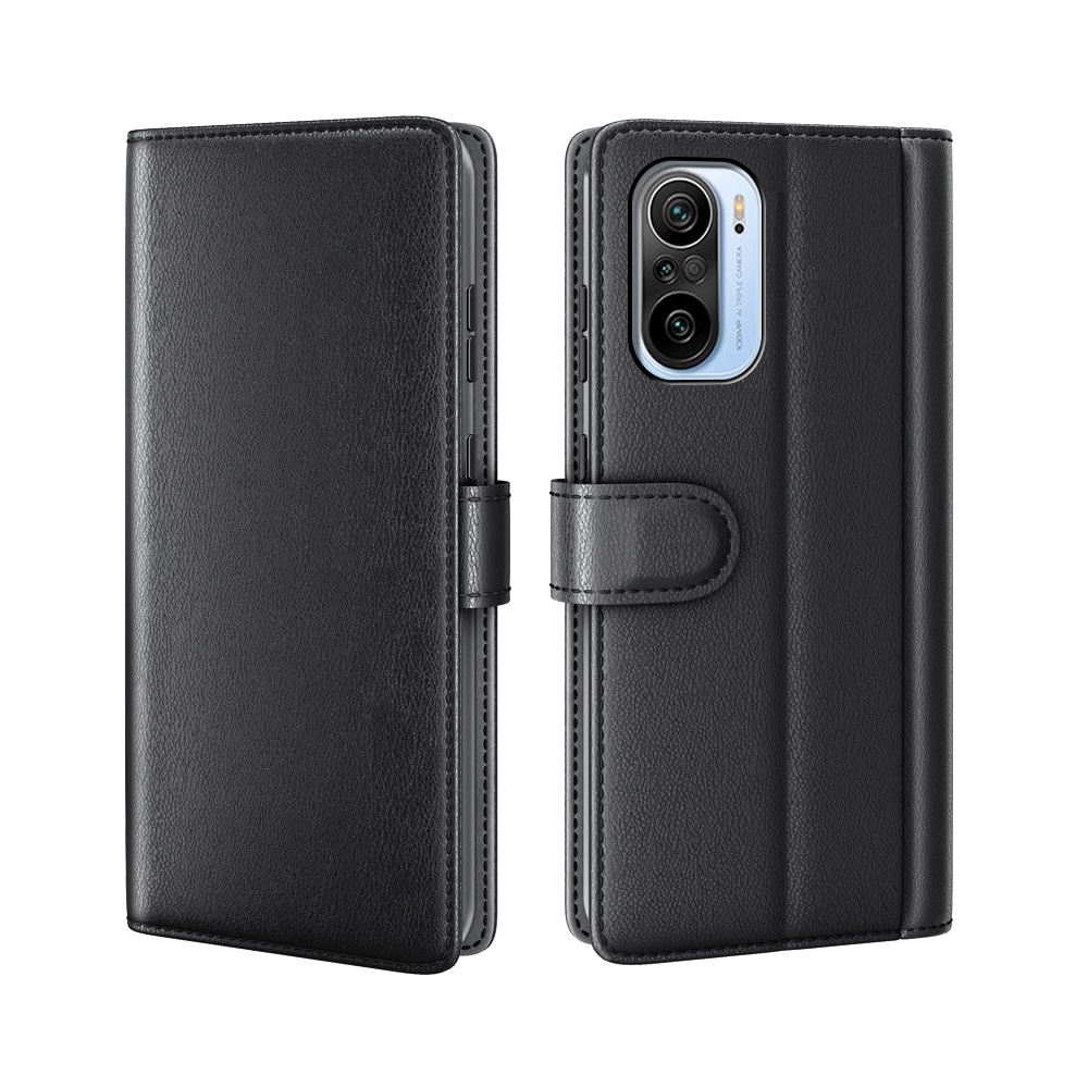 Xiaomi Mi 11i Plånboksfodral i Äkta Läder, Svart