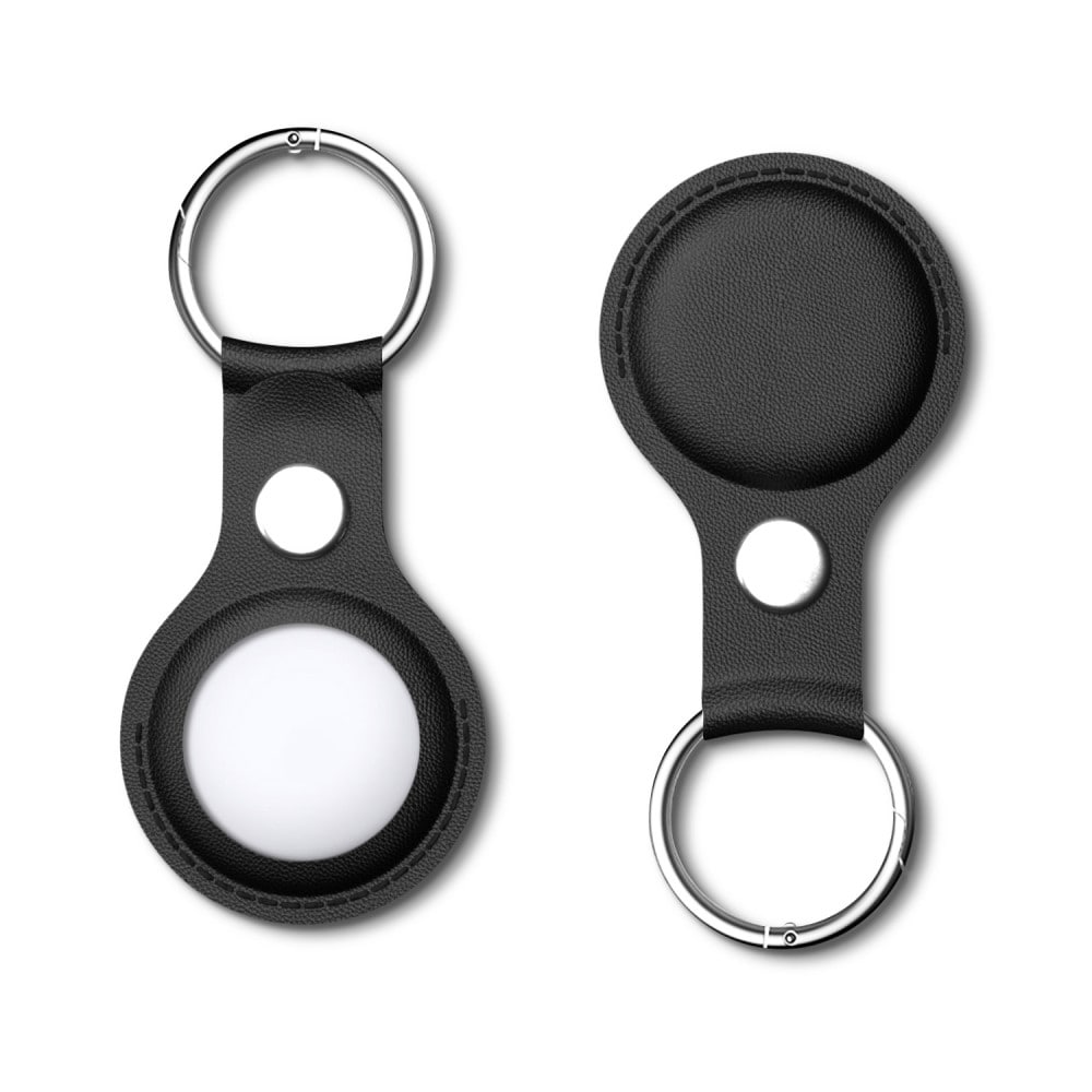 Apple AirTag Läderskal med nyckelring, Svart