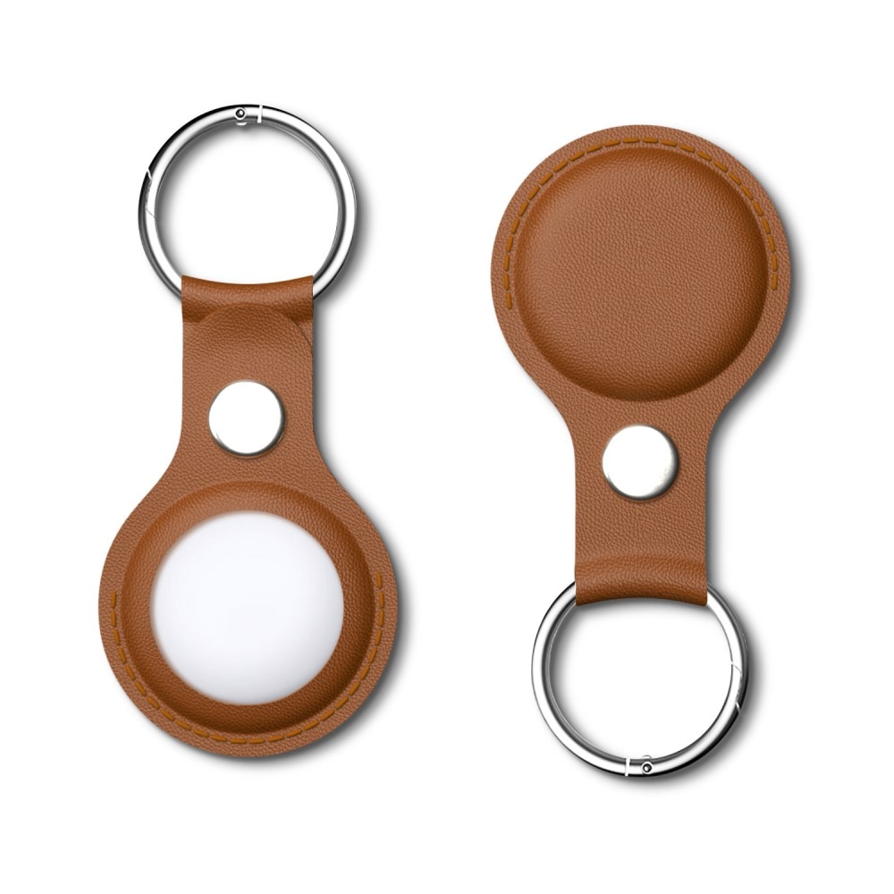 Apple AirTag Läderskal med nyckelring, brun