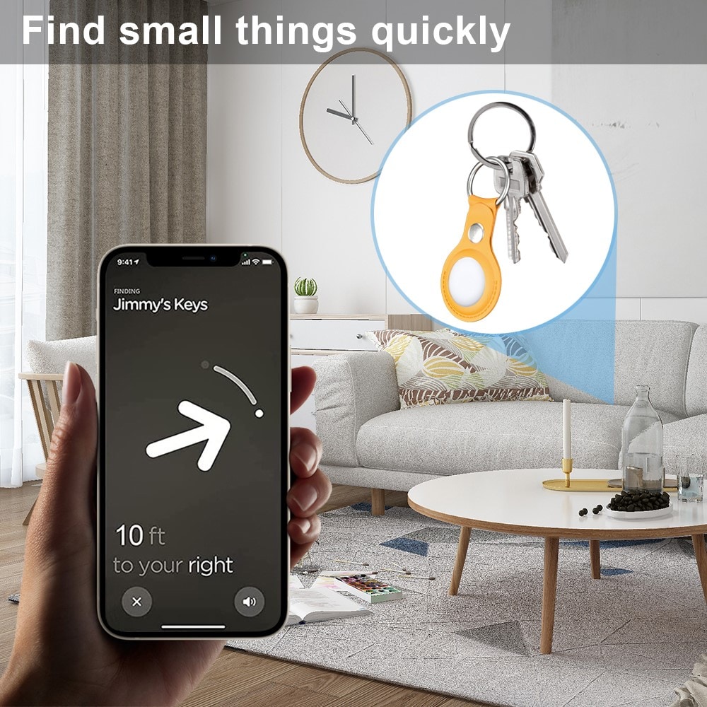 Apple AirTag Läderskal med nyckelring, gul