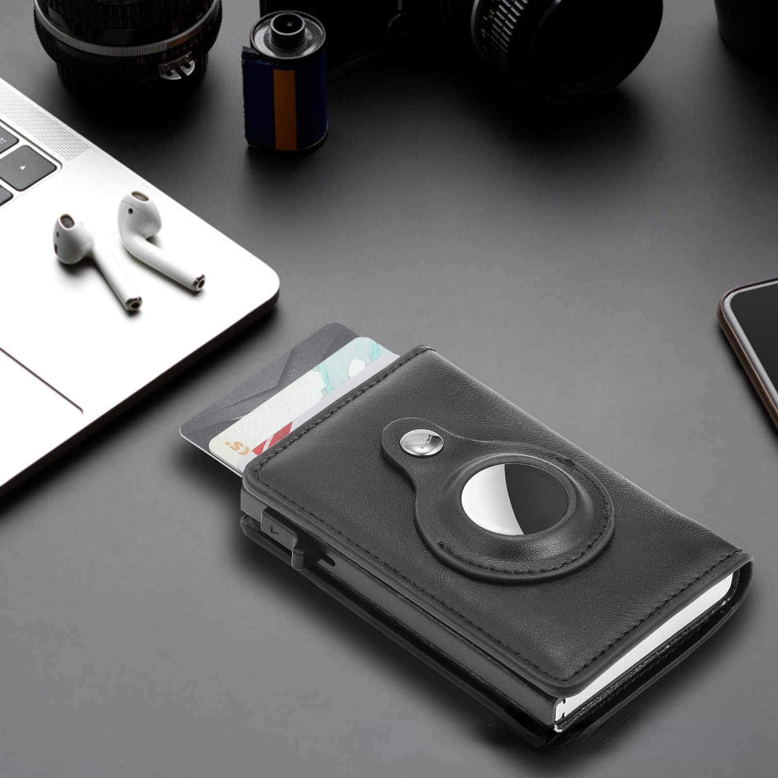 Apple AirTag Korthållare i läder, Svart