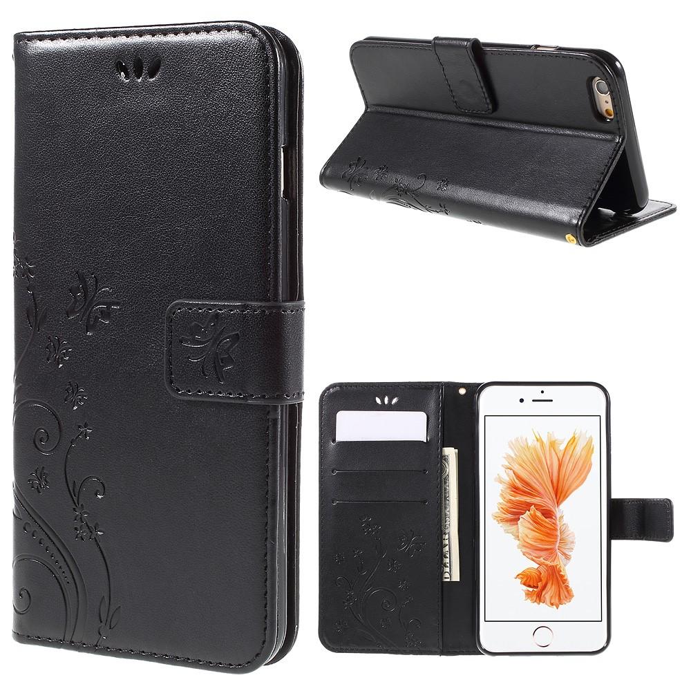 iPhone 6/6S Mobilfodral med fjärilar, Svart