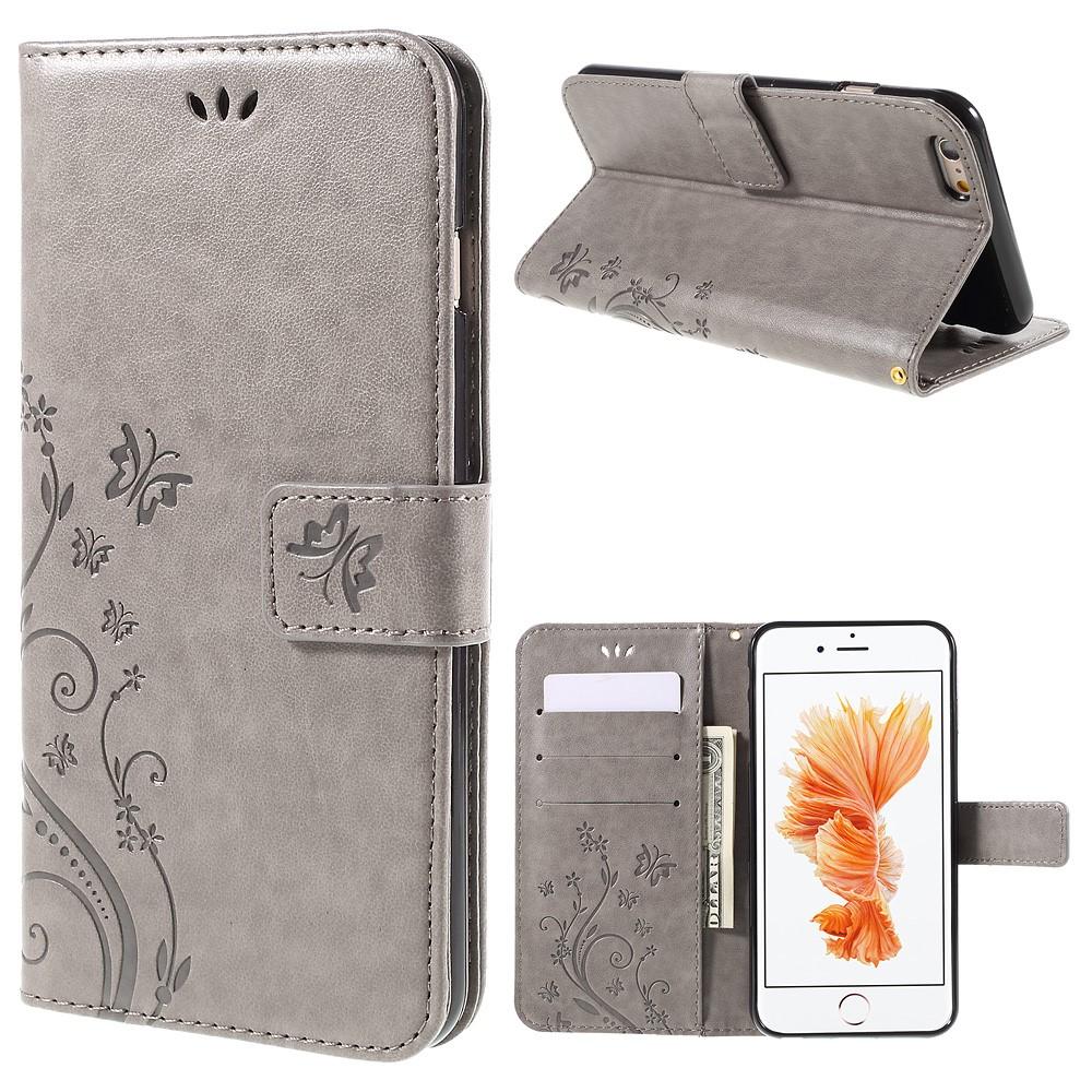 iPhone 6/6S Mobilfodral med fjärilar, Grå
