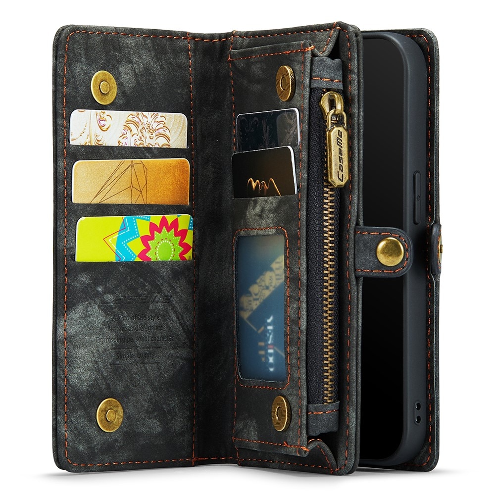 iPhone XR Rymligt plånboksfodral med många kortfack, grå