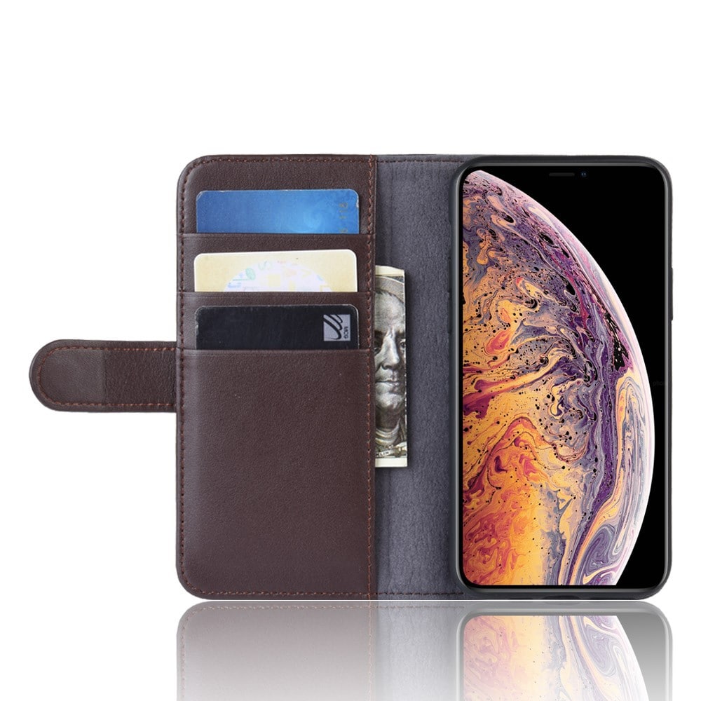 iPhone 11 Pro Max Plånboksfodral i Äkta Läder, Brun