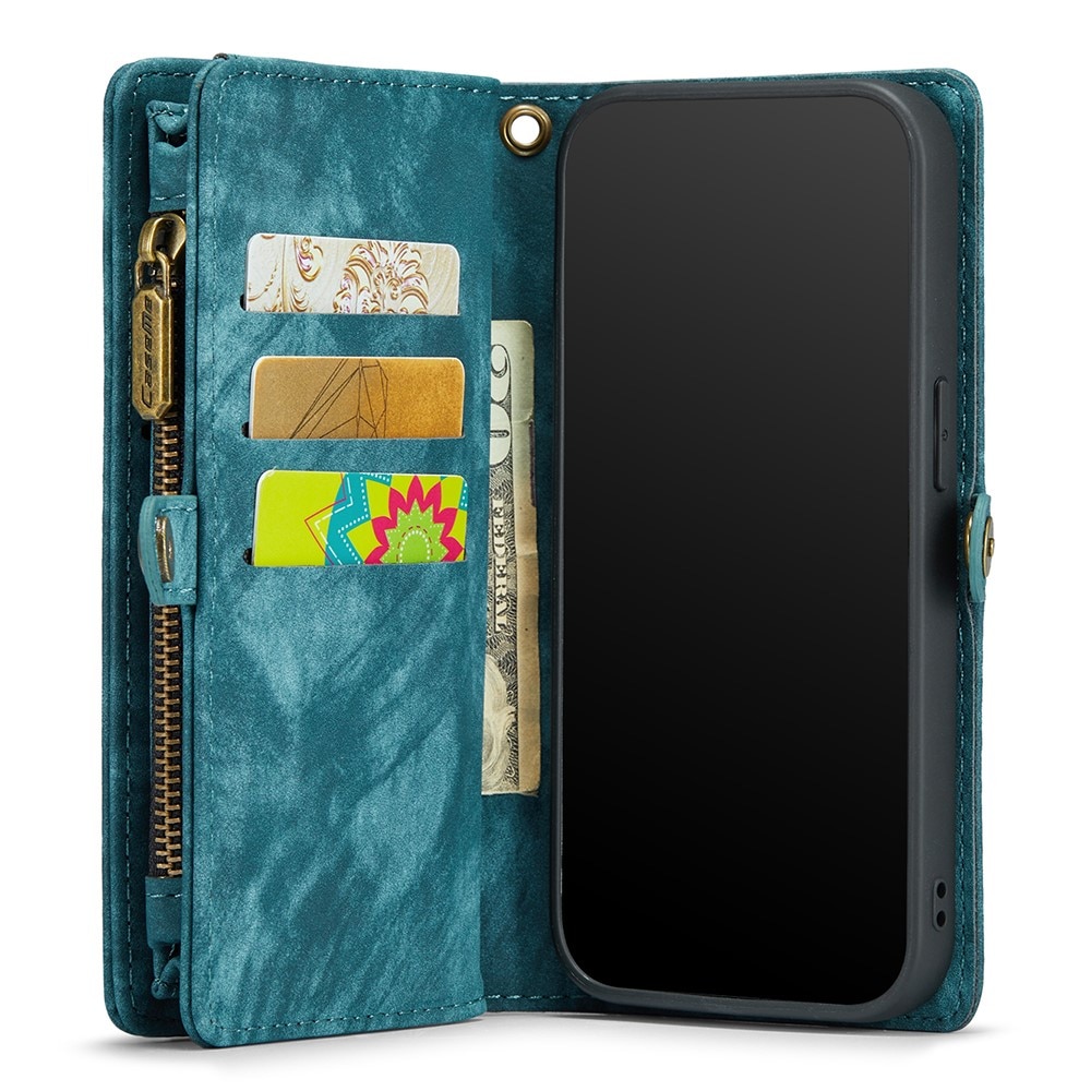 iPhone 11 Pro Max Rymligt plånboksfodral med många kortfack, blå