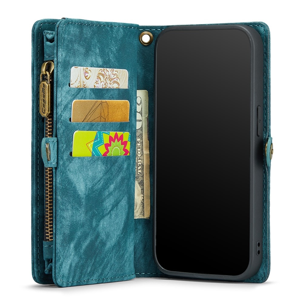 iPhone 11 Rymligt plånboksfodral med många kortfack, blå