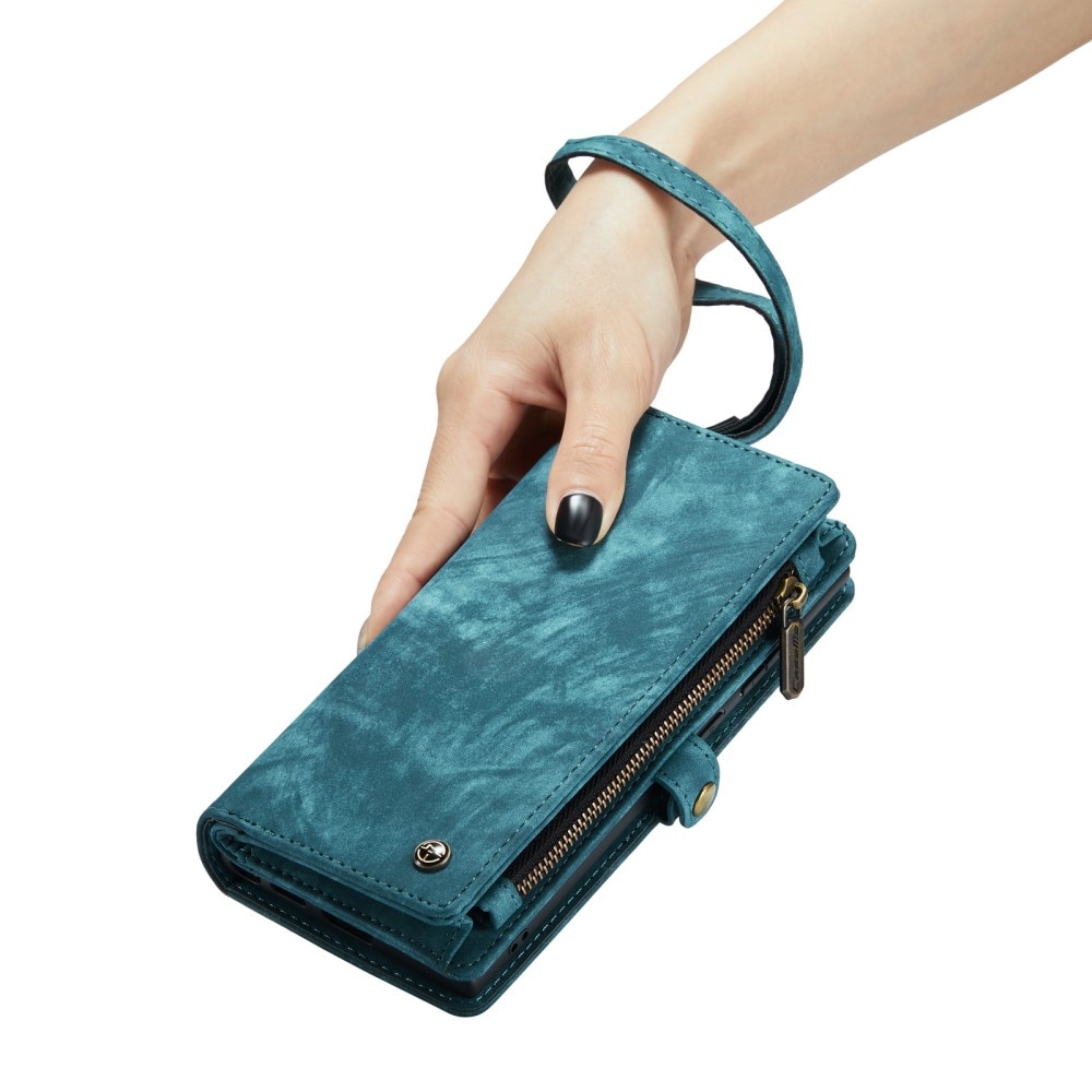 iPhone 11 Rymligt plånboksfodral med många kortfack, blå