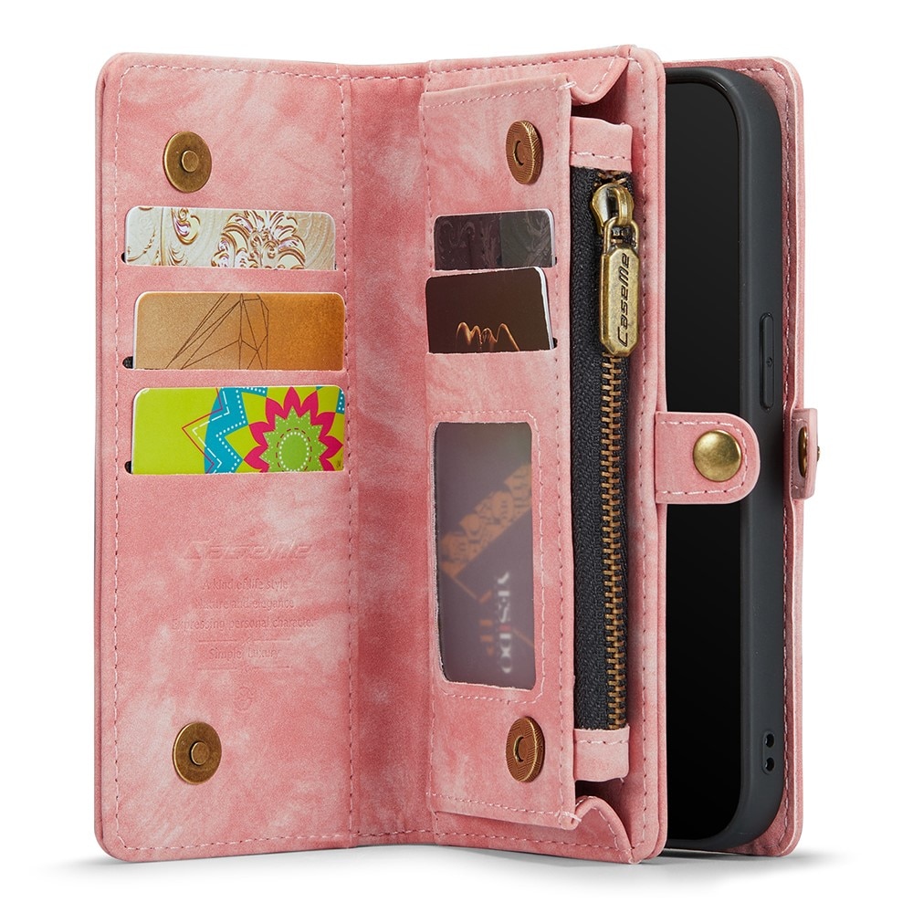 iPhone 11 Rymligt plånboksfodral med många kortfack, rosa