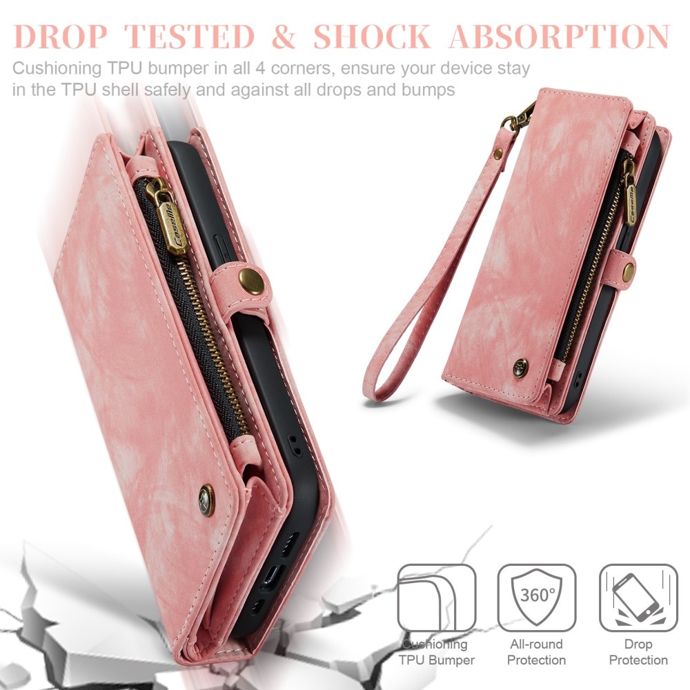 iPhone 11 Pro Rymligt plånboksfodral med många kortfack, rosa
