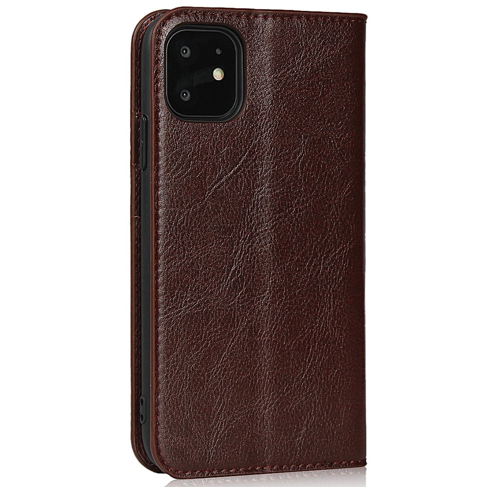iPhone XR Smidigt mobilfodral i äkta läder, mörkbrun