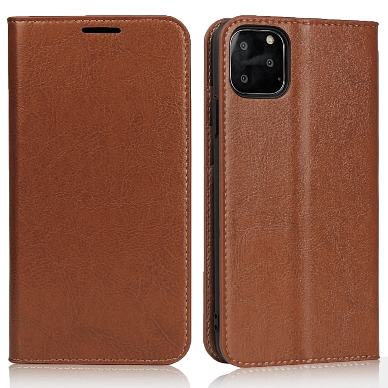iPhone 11 Pro Smidigt mobilfodral i äkta läder, brun