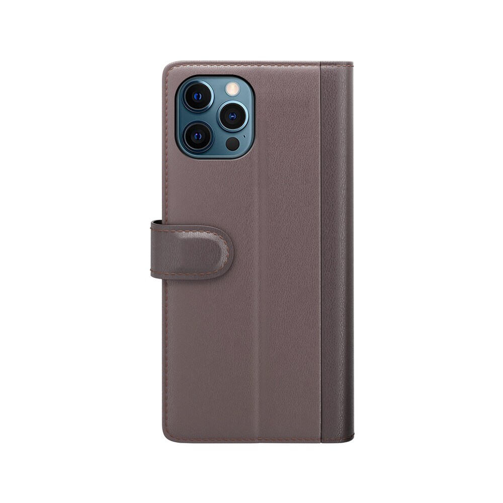 iPhone 12 Pro Max Plånboksfodral i Äkta Läder, Brun