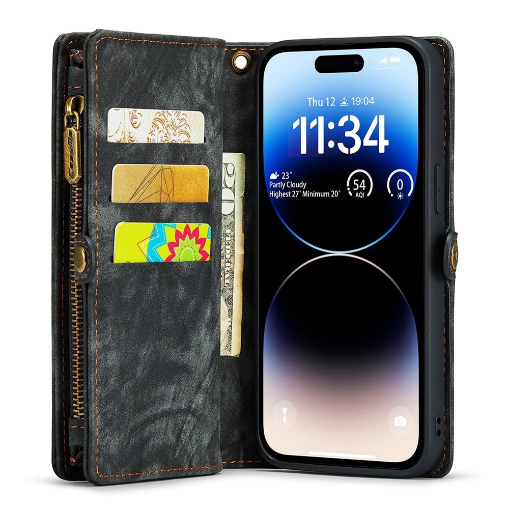 iPhone 12 Pro Max Rymligt plånboksfodral med många kortfack, grå