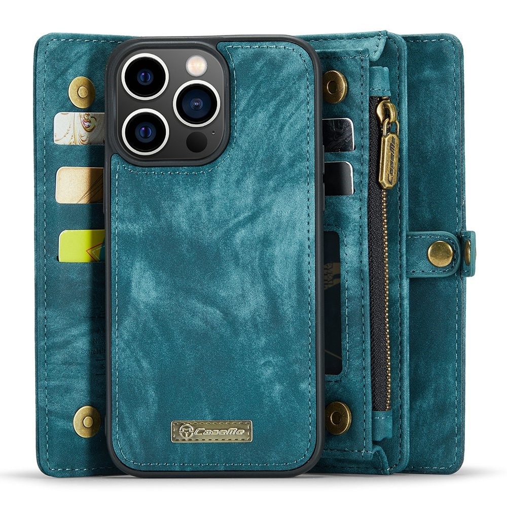 iPhone 12 Pro Max Rymligt plånboksfodral med många kortfack, blå