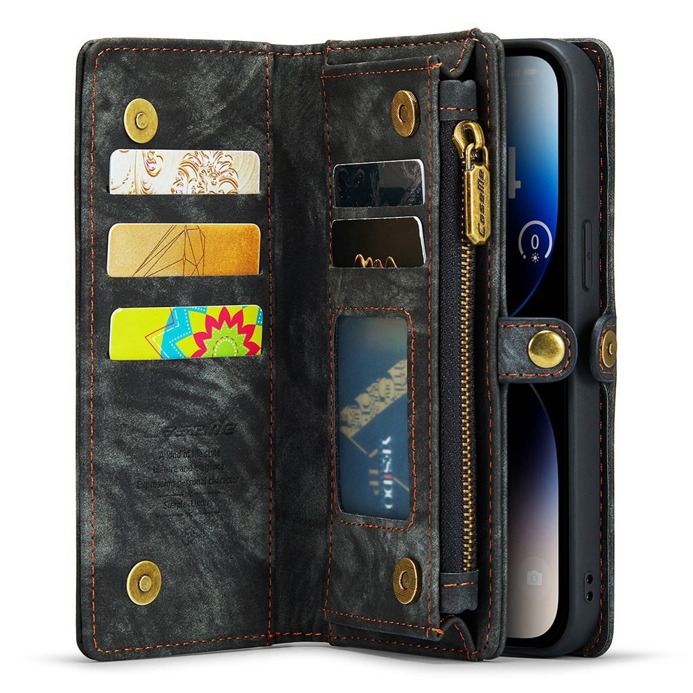 iPhone 12/12 Pro Rymligt plånboksfodral med många kortfack, grå