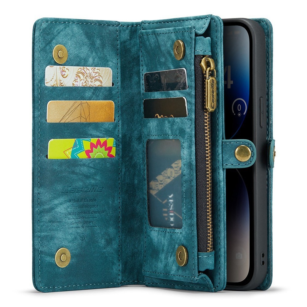 iPhone 12/12 Pro Rymligt plånboksfodral med många kortfack, blå
