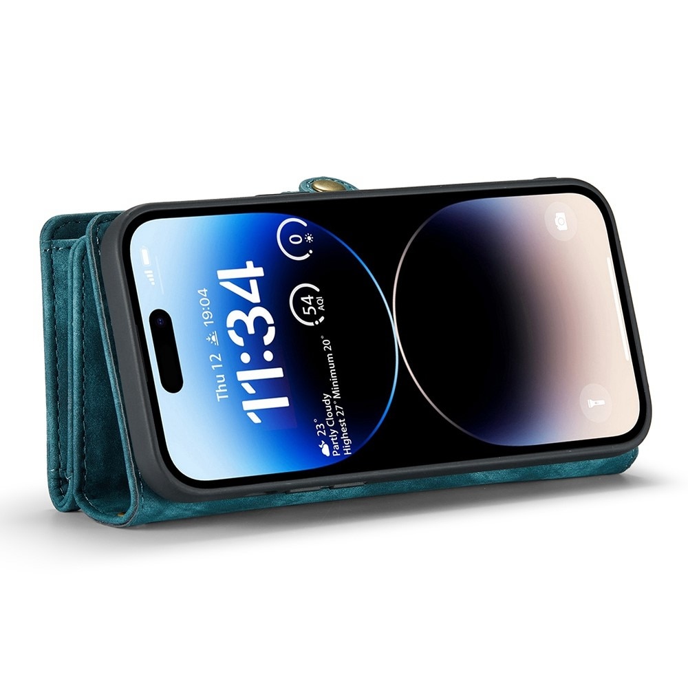 iPhone 12/12 Pro Rymligt plånboksfodral med många kortfack, blå