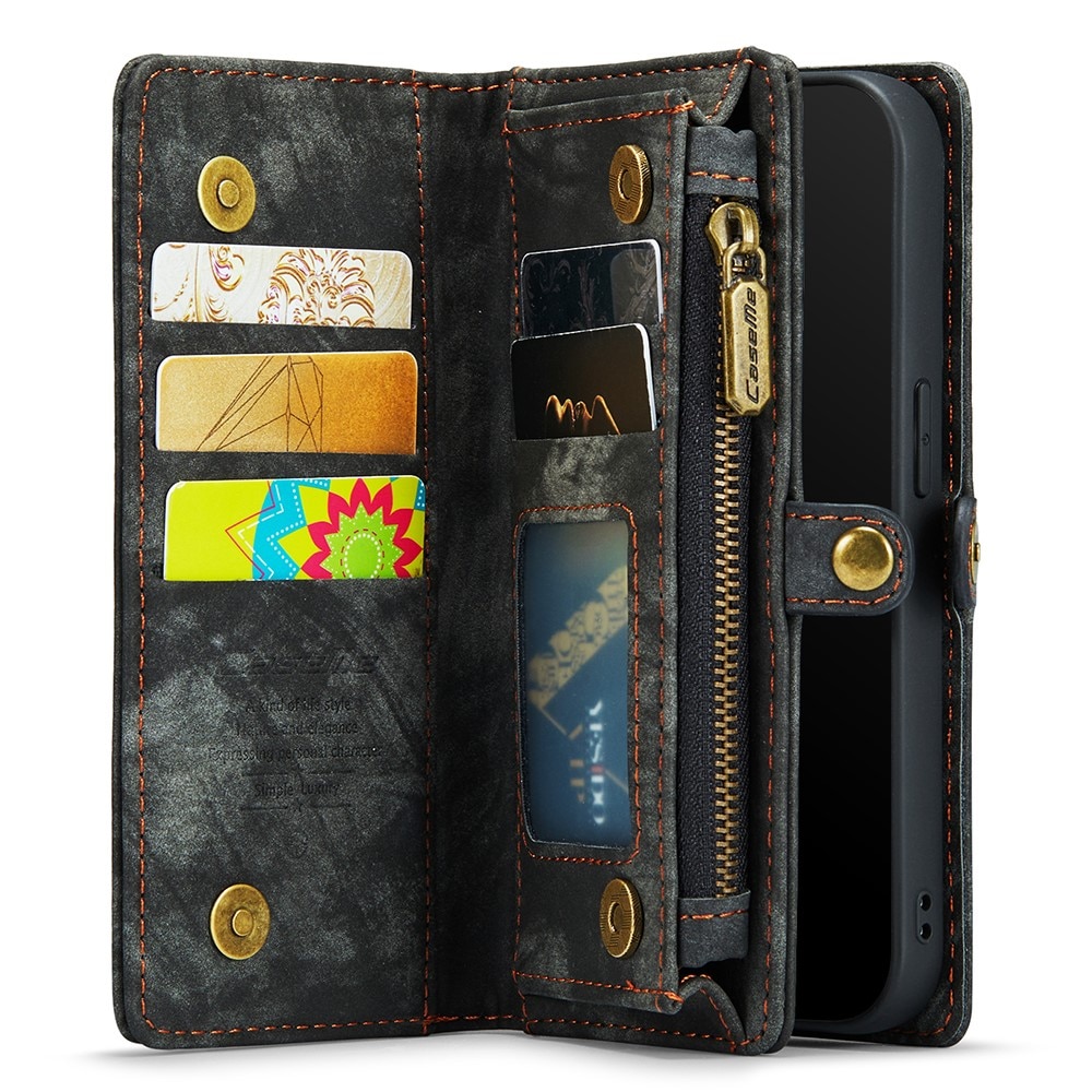 iPhone 12 Mini Rymligt plånboksfodral med många kortfack, grå