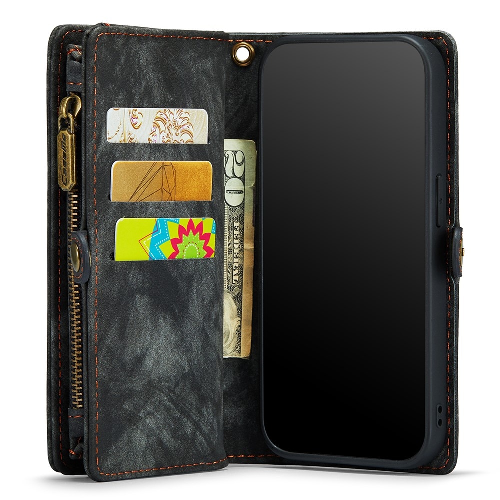 iPhone 12 Mini Rymligt plånboksfodral med många kortfack, grå