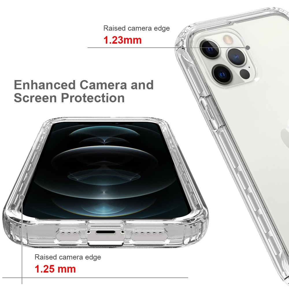 iPhone 12/iPhone 12 Pro Stöttåligt mobilskal med skyddsram, Genomskinlig
