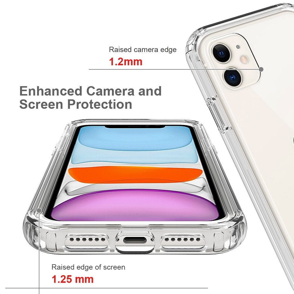 iPhone 11 Stöttåligt mobilskal med skyddsram, Genomskinlig