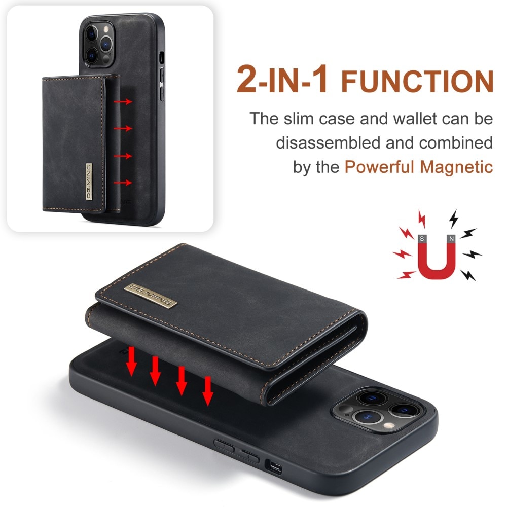 iPhone 12 Pro Max Skal med avtagbar plånbok, Svart