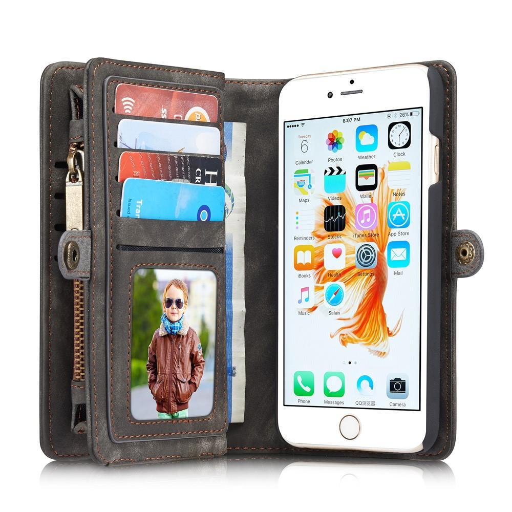 iPhone 6 Plus/6S Plus Rymligt plånboksfodral med många kortfack, grå