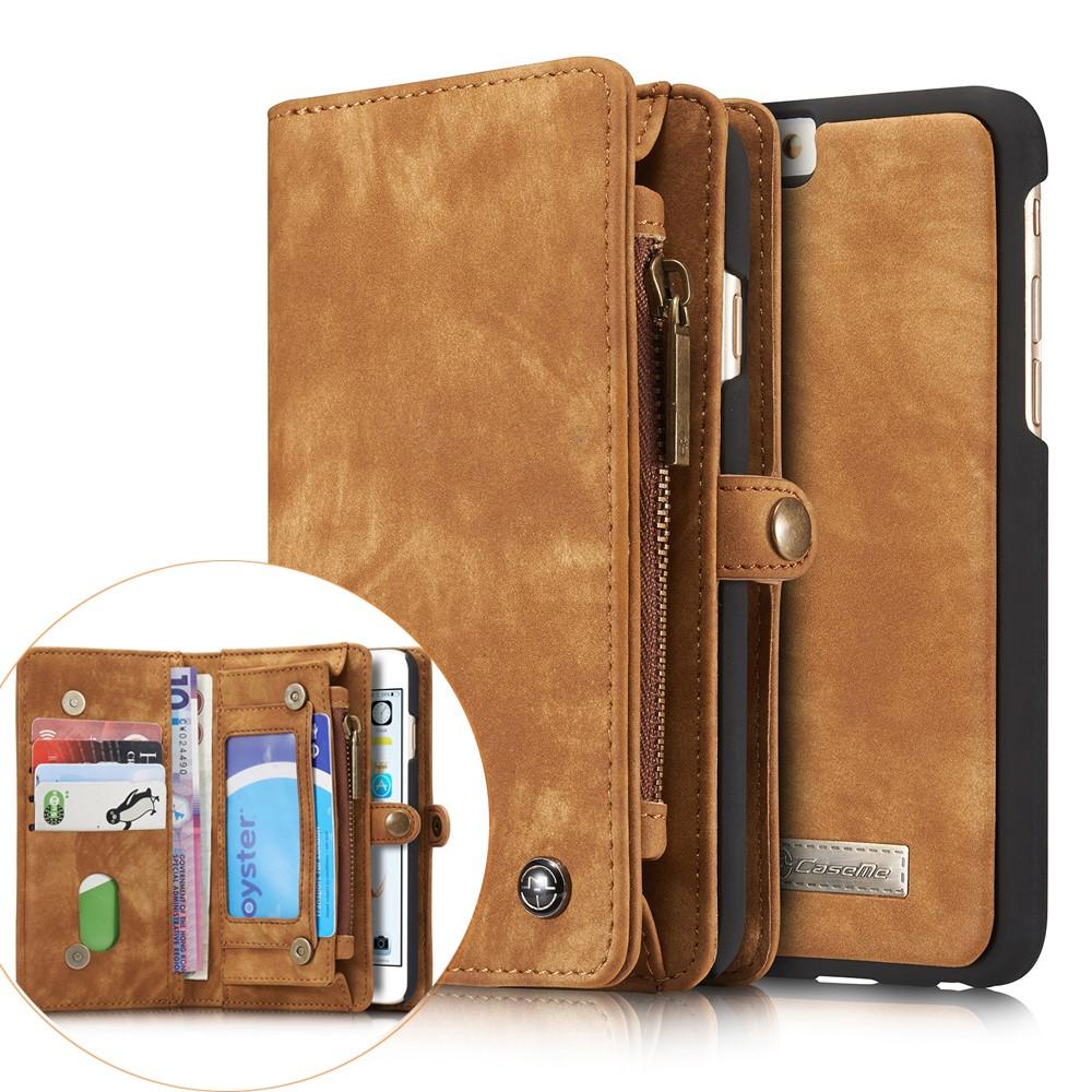 iPhone 6/6S Rymligt plånboksfodral med många kortfack, brun