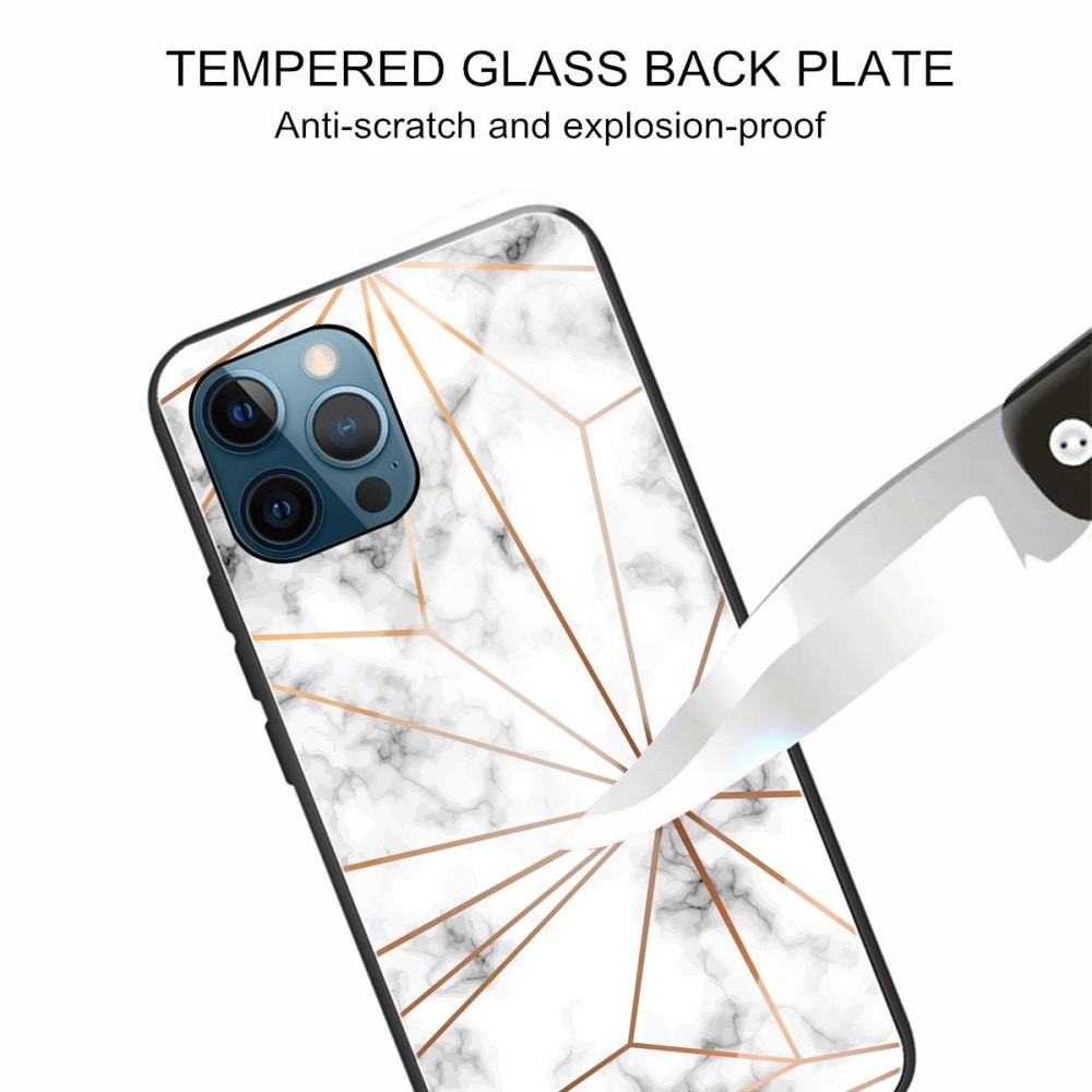 iPhone 13 Pro Mobilskal med baksida av glas, guldig marmor