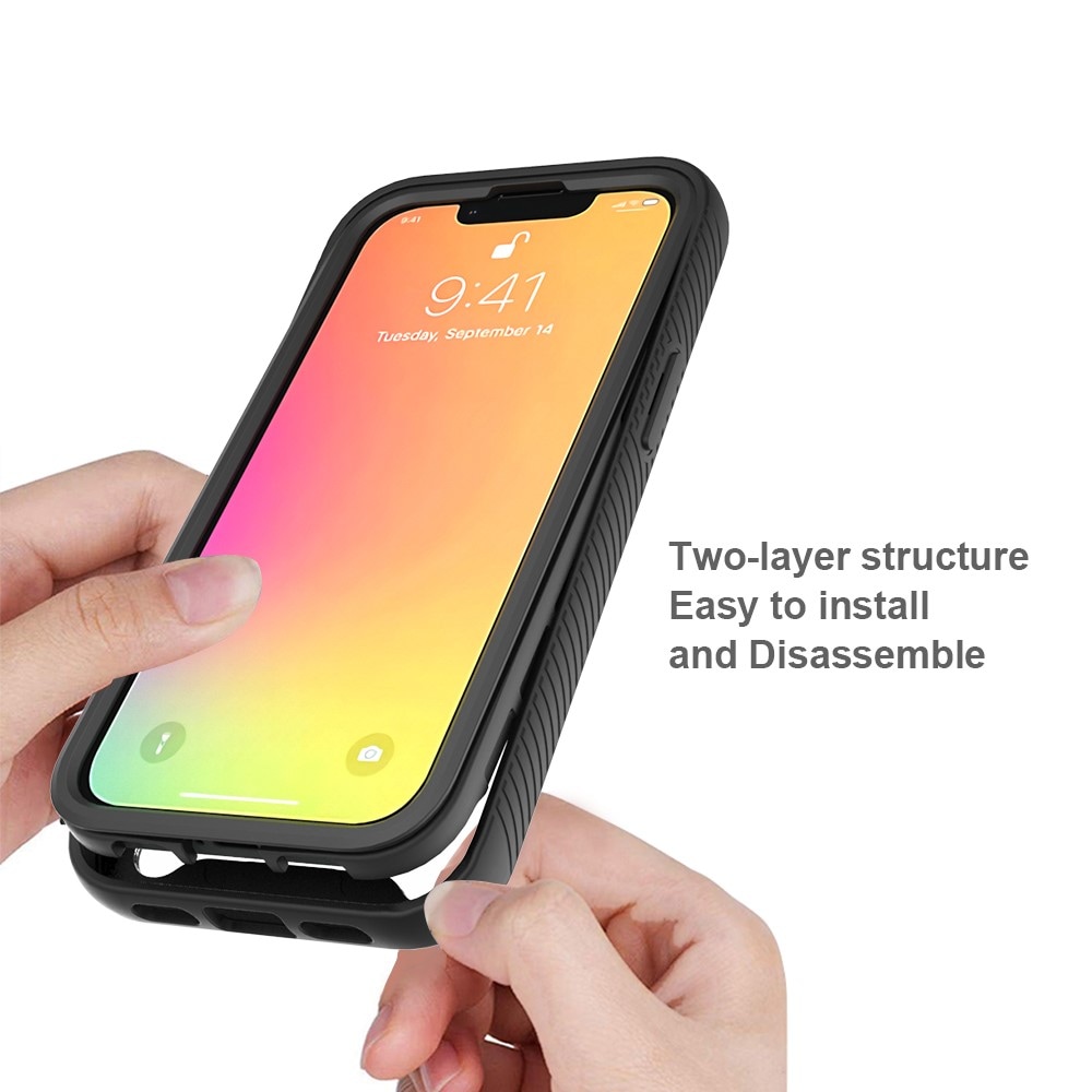 iPhone 13 Mini Stöttåligt mobilskal med skyddsram, Svart