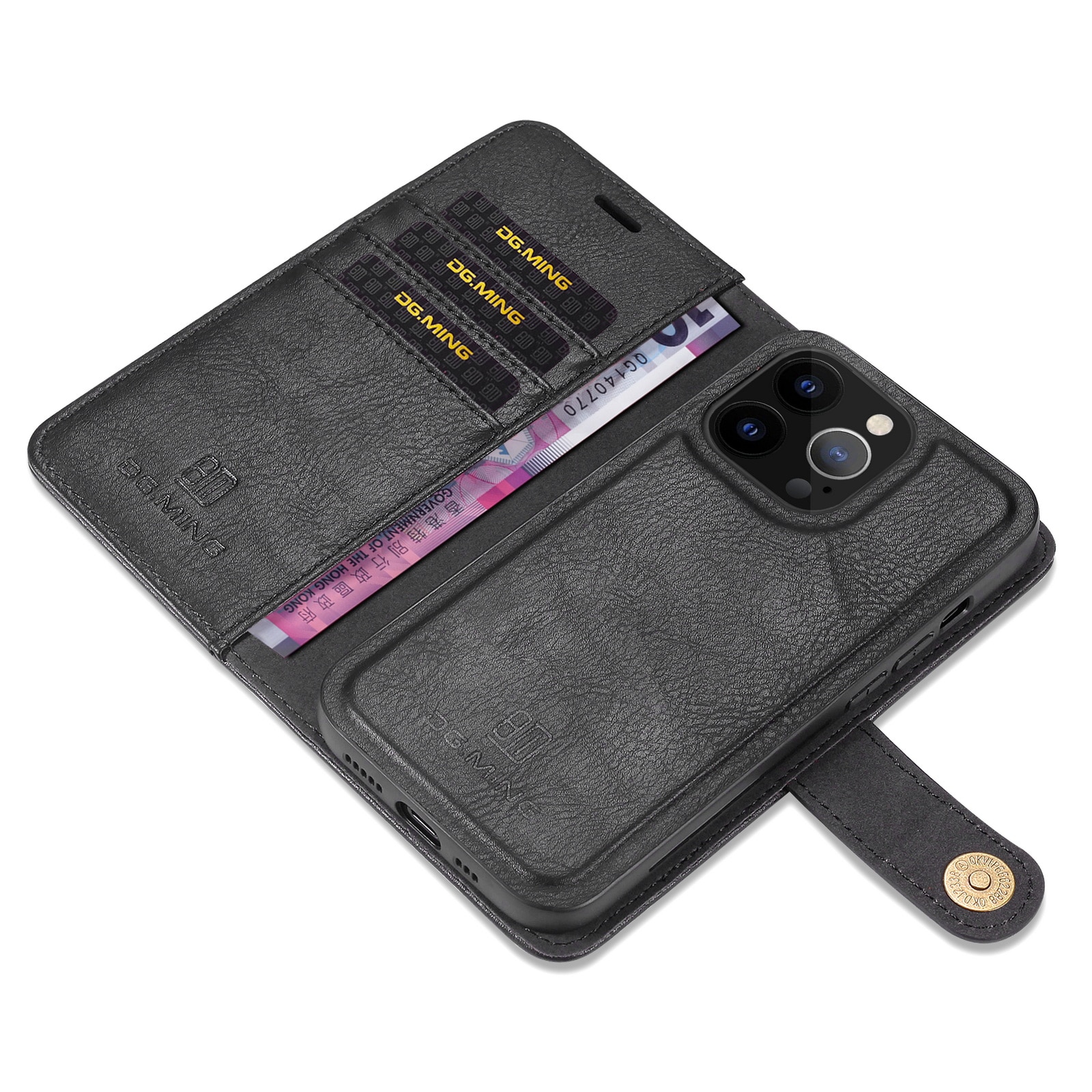 iPhone 13 Pro Max Plånboksfodral med avtagbart skal, svart