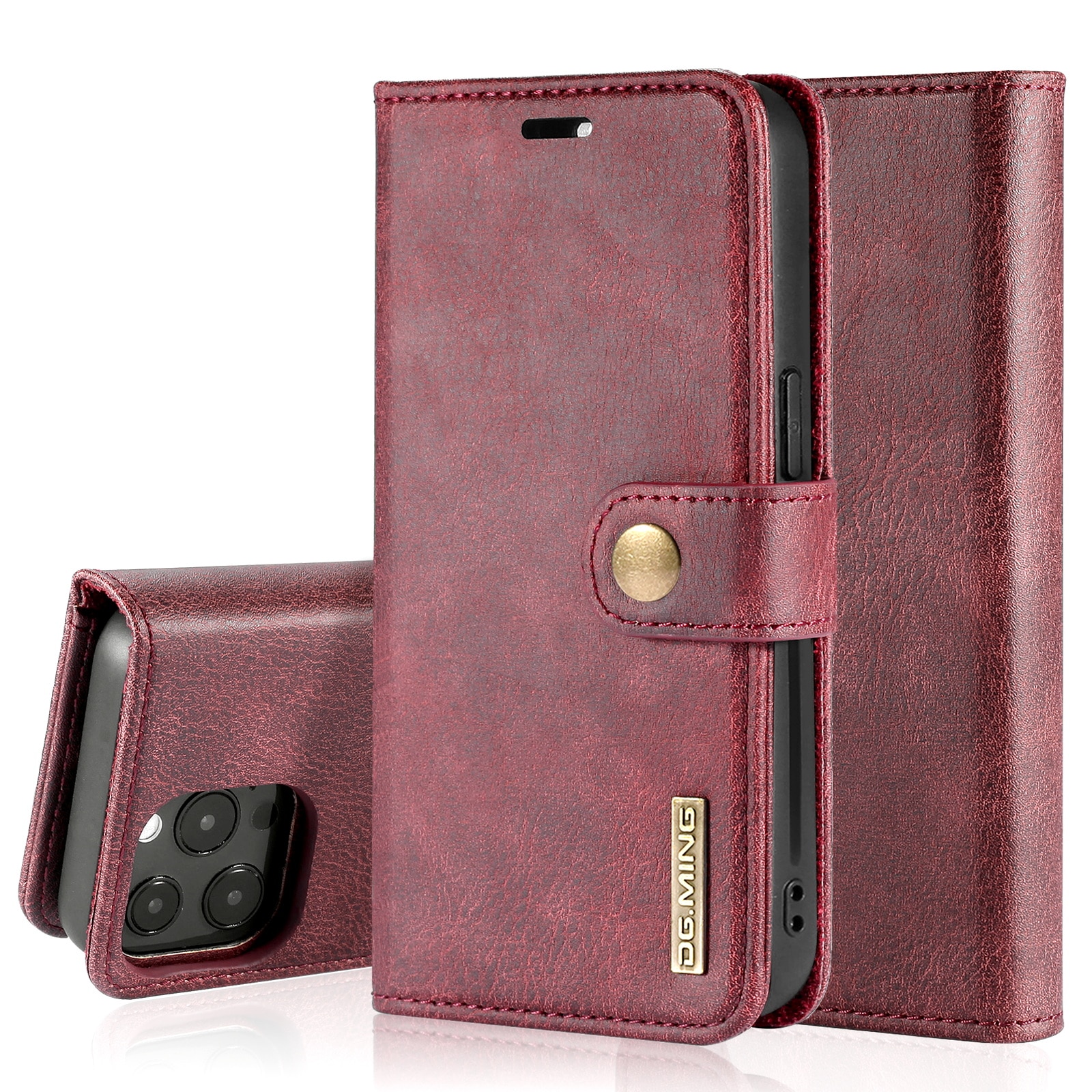 iPhone 13 Pro Max Plånboksfodral med avtagbart skal, röd