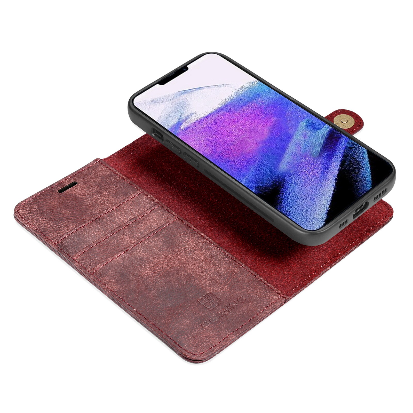 iPhone 13 Pro Max Plånboksfodral med avtagbart skal, Röd