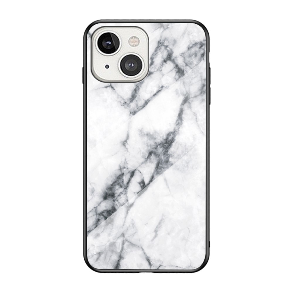 Apple iPhone 13 Mobilskal med baksida av glas, vit marmor