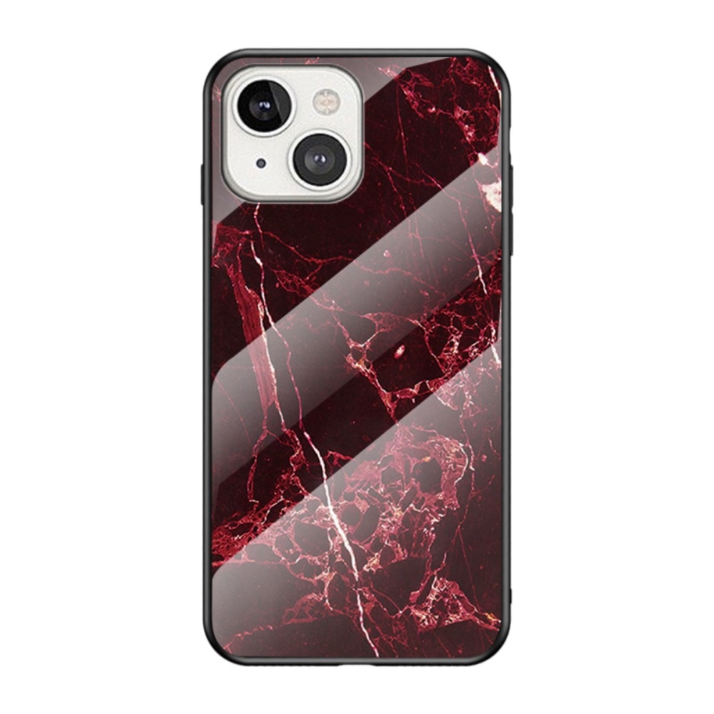 Apple iPhone 13 Mobilskal med baksida av glas, röd marmor