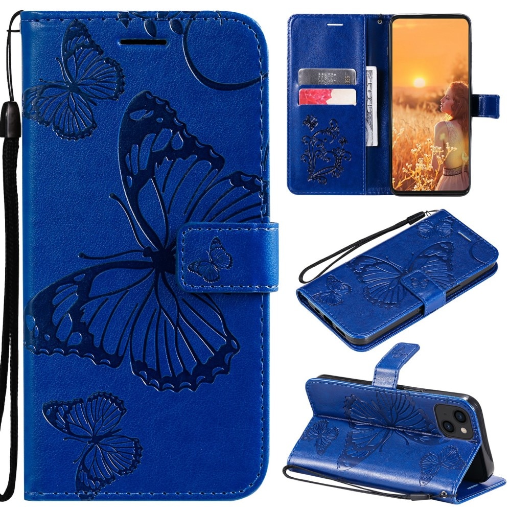 iPhone 13 Mobilfodral med fjärilar, blå