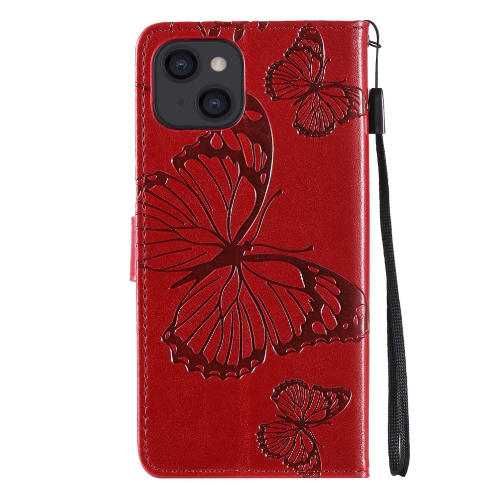iPhone 13 Mini Mobilfodral med fjärilar, röd