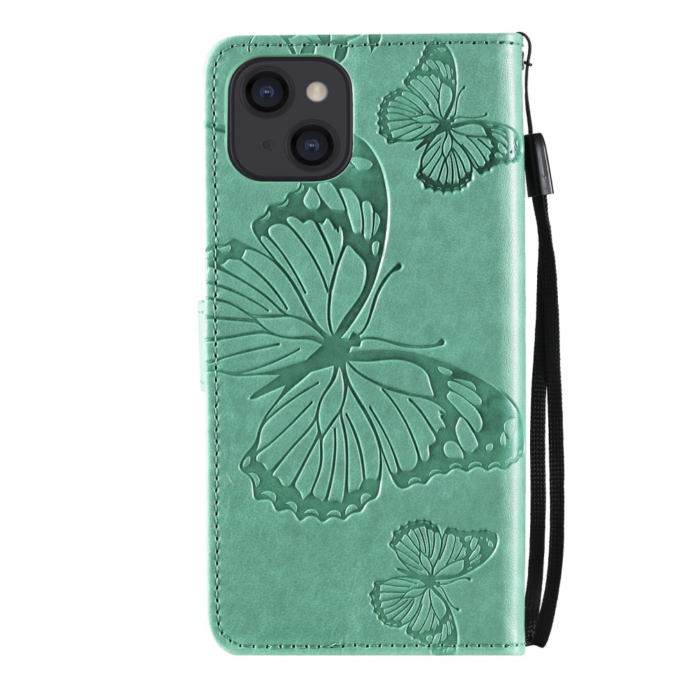 iPhone 13 Mini Mobilfodral med fjärilar, grön