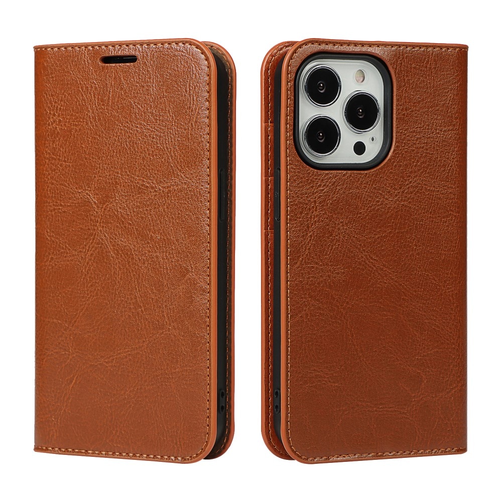 iPhone 12/12 Pro Smidigt mobilfodral i äkta läder, brun
