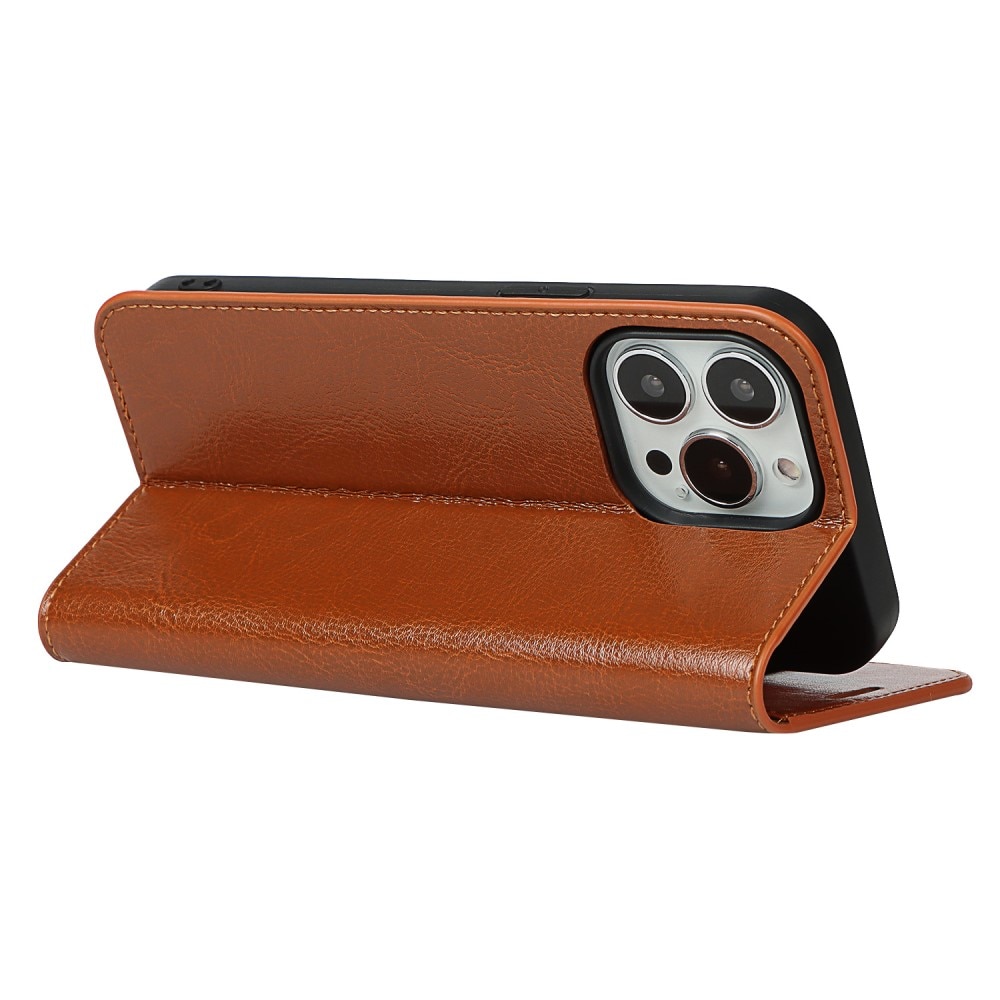 iPhone 12/12 Pro Smidigt mobilfodral i äkta läder, brun