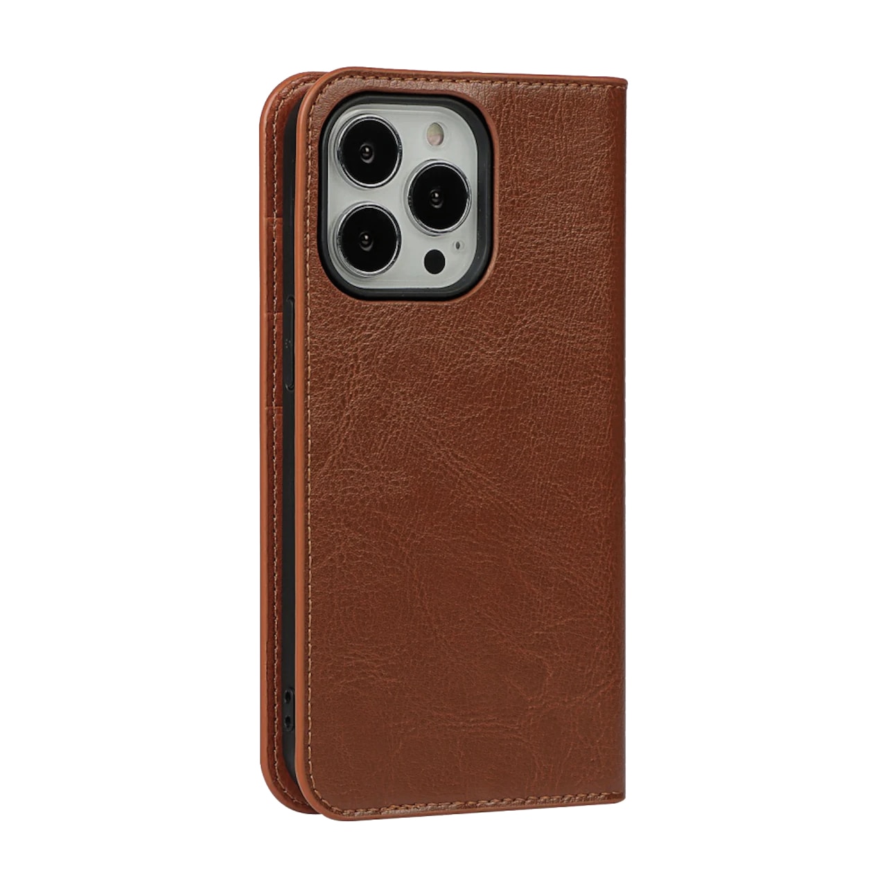 iPhone 13 Pro Smidigt mobilfodral i äkta läder, brun