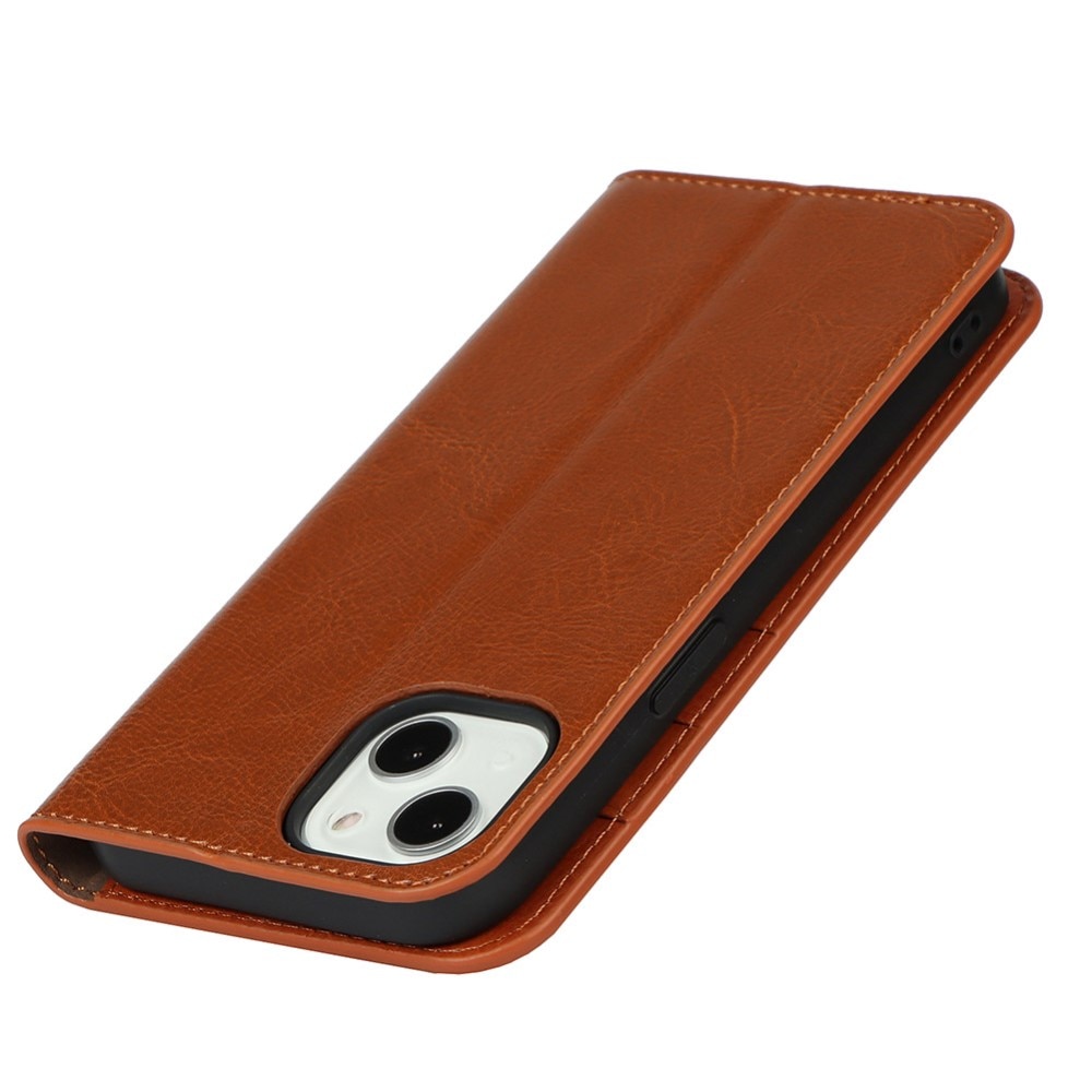 iPhone 13 Smidigt mobilfodral i äkta läder, brun
