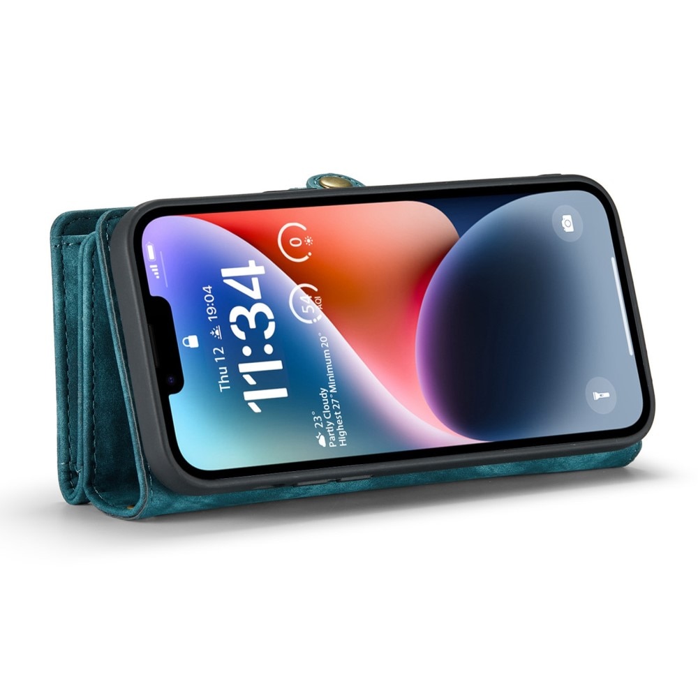 iPhone 13 Mini Rymligt plånboksfodral med många kortfack, blå